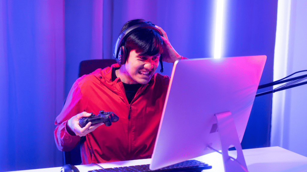 a person playing a video game