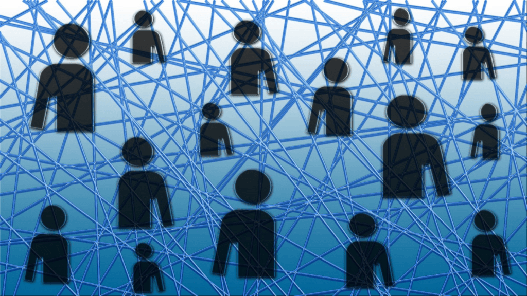 a group of colorful people are connected to each other in a network